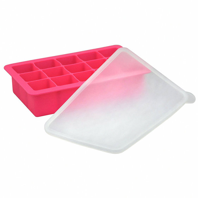 美國 green sprouts 小綠芽 寶寶副食品矽膠儲存盒/製冰盒（不含BPA/BPS、無PVC 安全塑膠）_桃紅色_GS185300-1