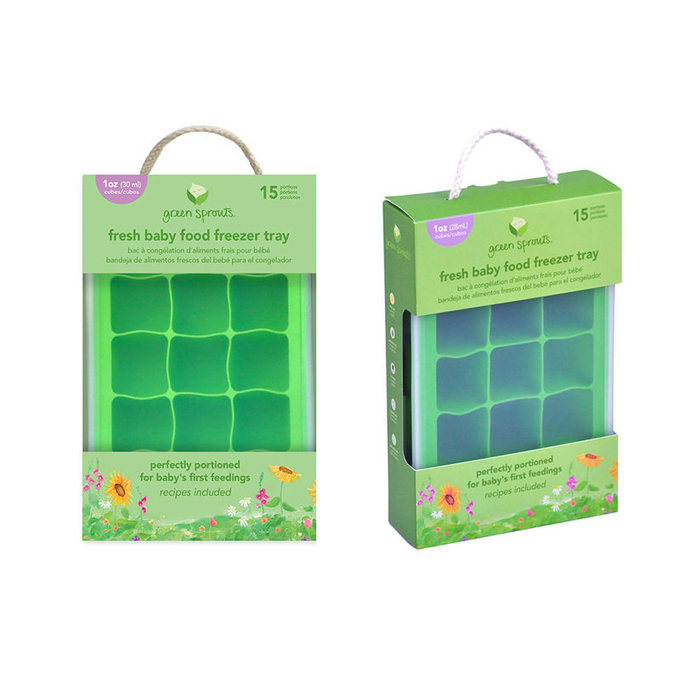 美國 green sprouts 小綠芽 寶寶副食品矽膠儲存盒/製冰盒（不含BPA/BPS、無PVC 安全塑膠）_藍色_GS185300-2