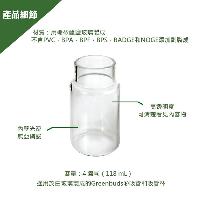 美國 green sprouts 小綠芽 外層防護無毒塑膠/內層玻璃之多用途雙層安全防護奶瓶/水瓶(118ML) _草綠色_GS124900-3