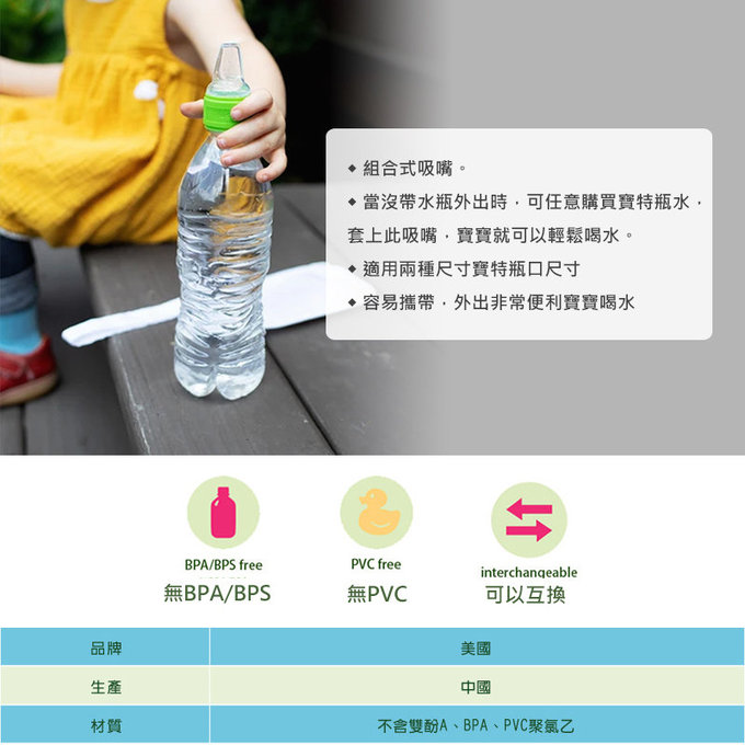 美國 green sprouts 小綠芽 寶特瓶喝水吸嘴蓋_GS194301