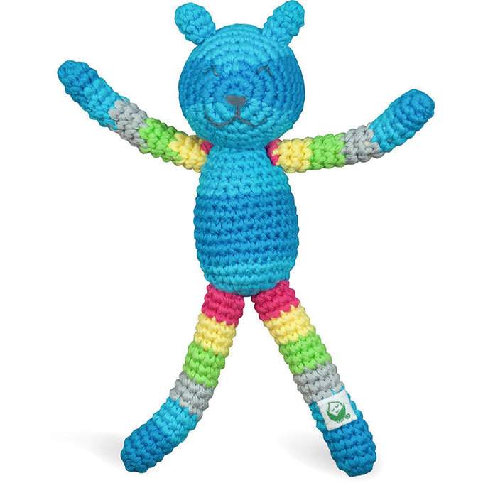 美國 green sprouts 小綠芽 寶寶安全有機棉玩偶_藍色小熊_GS240040-3