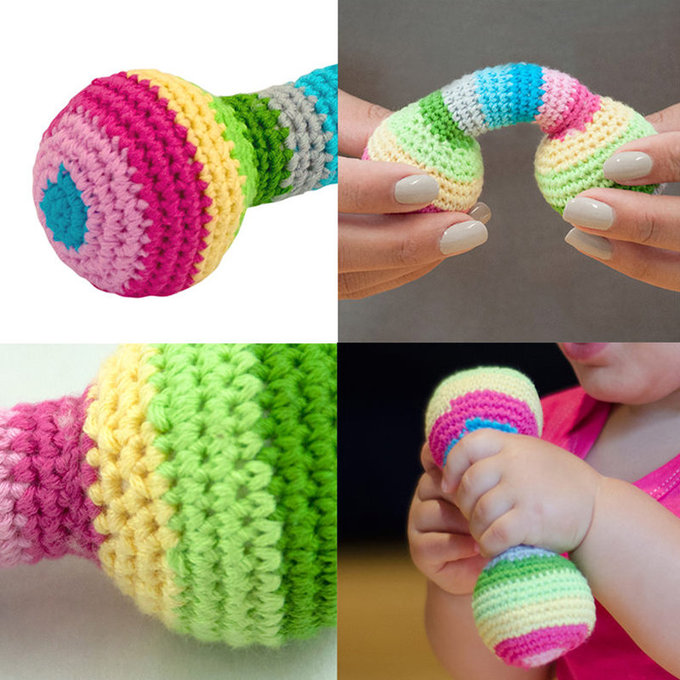 美國 green sprouts 小綠芽 寶寶安全有機棉玩具_彩色波浪鼓_GS240043