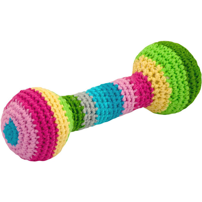 美國 green sprouts 小綠芽 寶寶安全有機棉玩具_彩色波浪鼓_GS240043