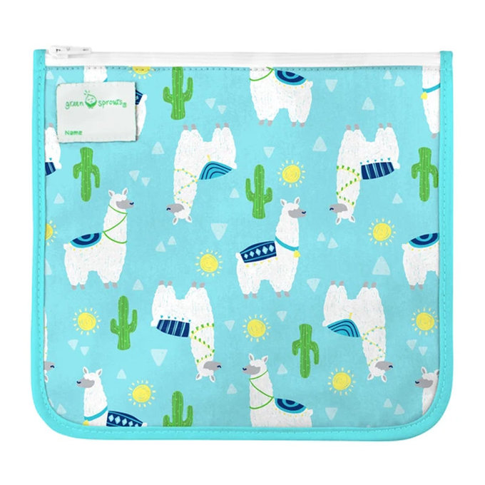 美國 green sprouts 小綠芽具保溫功能 可重複使用 食物袋/零食袋/三明治袋或小物收納袋 2入組_羊駝寶寶_GS165373-AL