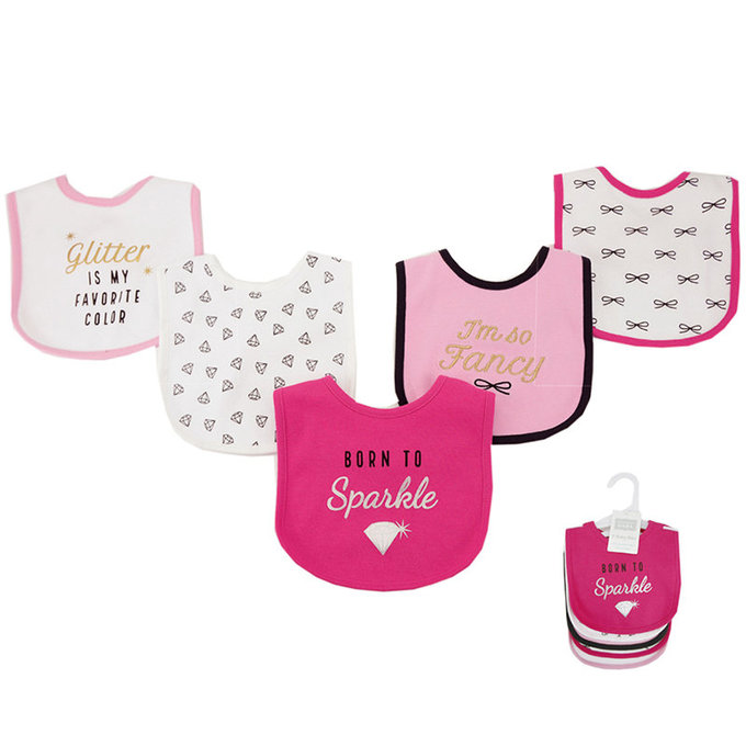 美國 luvable friends 甜蜜寶貝  嬰幼兒吸水口水巾圍兜5入組_璀璨鑽石(LF51024)