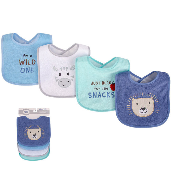 美國 luvable friends 甜蜜寶貝  嬰幼兒口水巾圍兜5入組(上層棉質吸水/底層防水)_獅子王(LF01788)