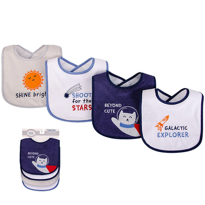 美國 luvable friends 甜蜜寶貝  嬰幼兒口水巾圍兜5入組(上層棉質吸水/底層防水)_銀河探索家(LF01790)