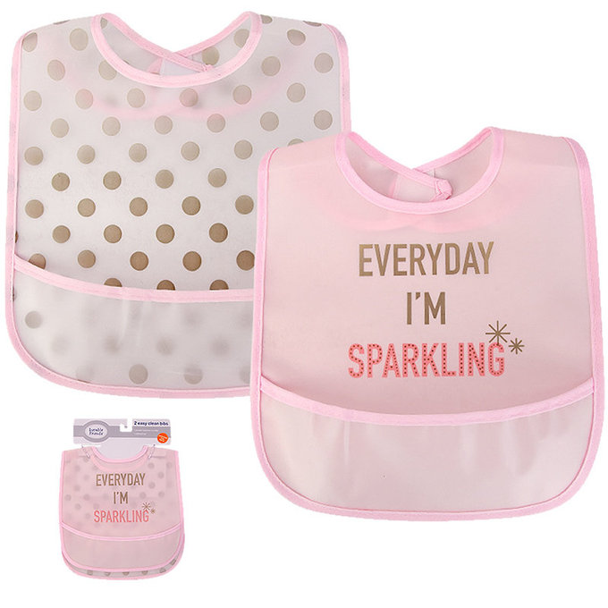 美國 luvable friends 甜蜜寶貝  嬰幼兒雙面防水圍兜2入組_金色點點(LF01091)