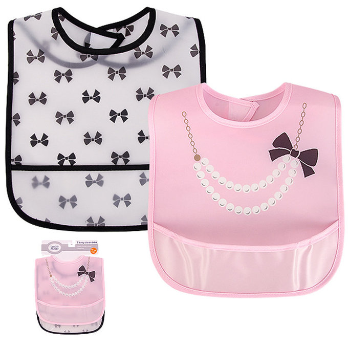 美國 luvable friends 甜蜜寶貝  嬰幼兒雙面防水圍兜2入組_優雅名媛(LF75540)