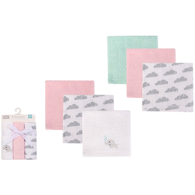 美國 luvable friends 甜蜜寶貝 多功能嬰幼兒100%純棉小方巾/洗澡巾/擦嘴巾6入組(25*25cm)_開心象寶(LF05967)