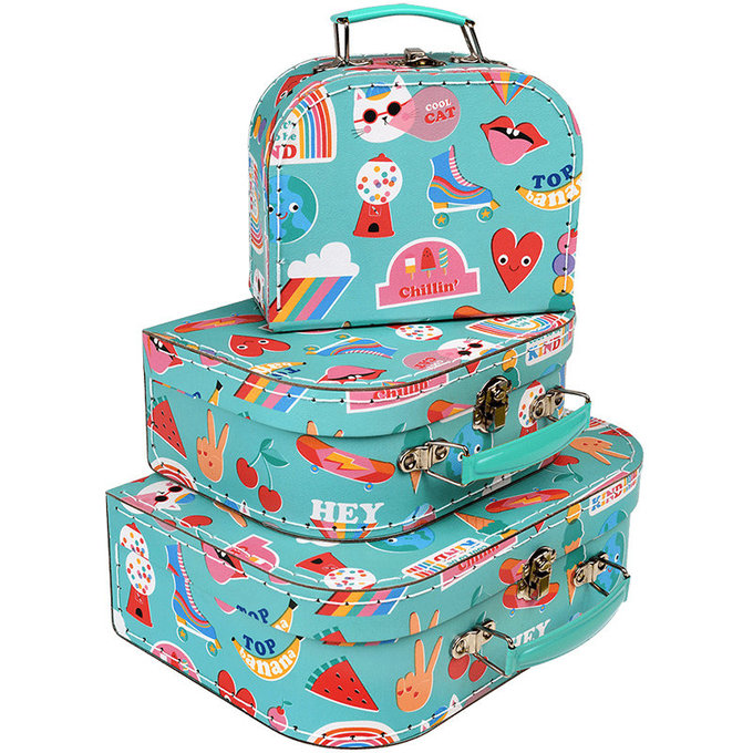 英國 Rex London 幼兒/兒童旅行手拿箱3件組_繽紛搖滾_RL29272