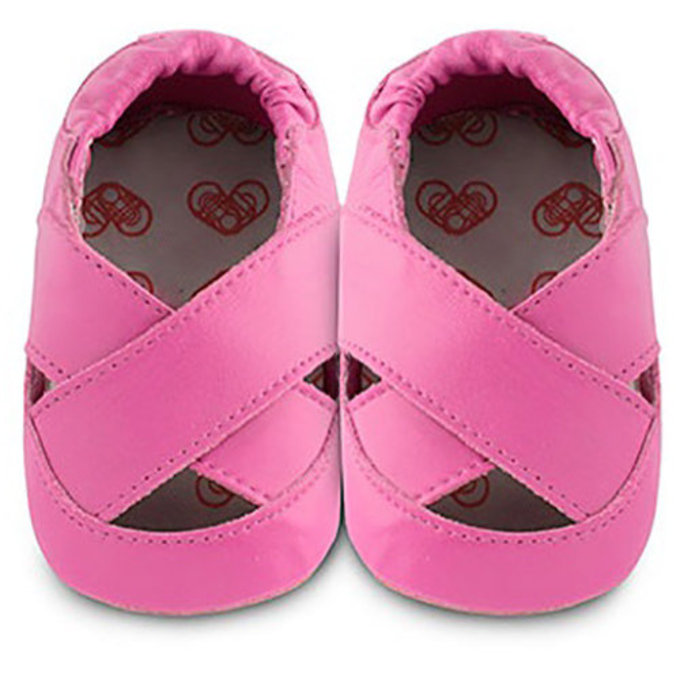 英國 shooshoos 安全無毒真皮手工鞋/學步鞋/嬰兒鞋/室內鞋/室內保暖鞋_桃紅芭蕾舞鞋(公司貨)