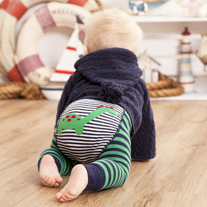 英國 JoJo Maman BeBe 嬰幼兒屁屁圖案內搭褲/保暖襪_綠色恐龍(JJP003)