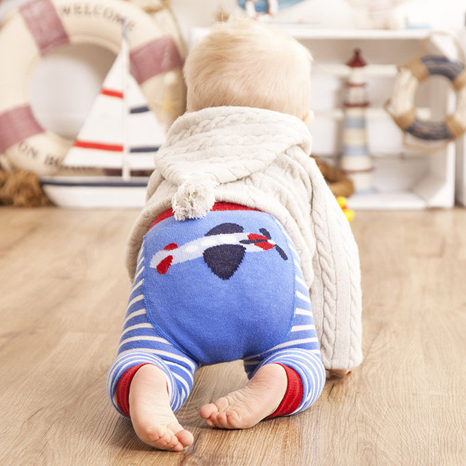 英國 JoJo Maman BeBe 嬰幼兒屁屁圖案內搭褲/保暖襪_天空藍飛機(JJP005)