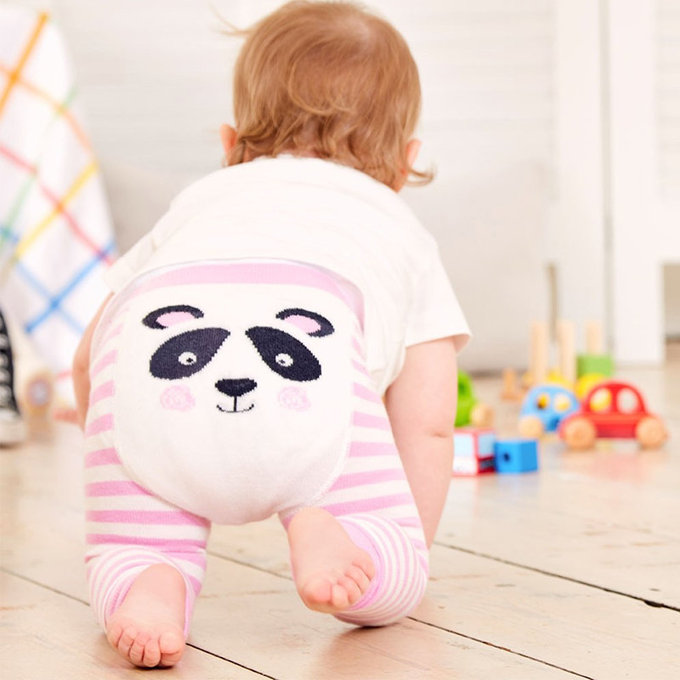 英國 JoJo Maman BeBe 嬰幼兒屁屁圖案內搭褲/保暖襪_粉白熊貓(JJE1249)