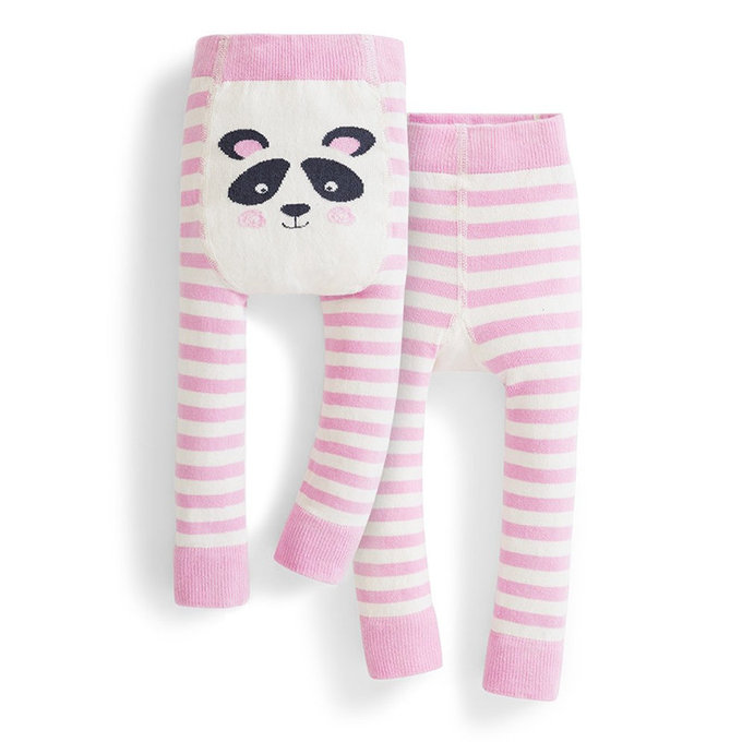 英國 JoJo Maman BeBe 嬰幼兒屁屁圖案內搭褲/保暖襪_粉白熊貓(JJE1249)