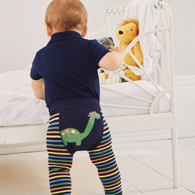 英國 JoJo Maman BeBe 嬰幼兒屁屁圖案內搭褲/保暖襪_彩虹雷龍(JJE5597)