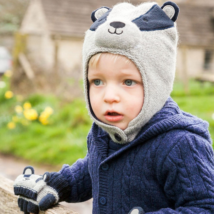 英國 JoJo Maman BeBe 保暖舒適羊毛帽_帥氣獾 (JJHAT-11)