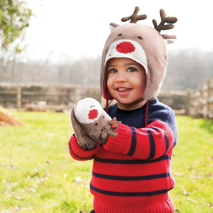 英國 JoJo Maman BeBe 保暖舒適羊毛帽_ 馴鹿(JJE1840)