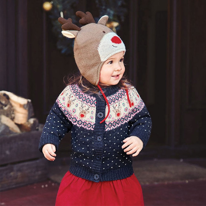 英國 JoJo Maman BeBe 保暖舒適羊毛帽_ 馴鹿(JJE1840)