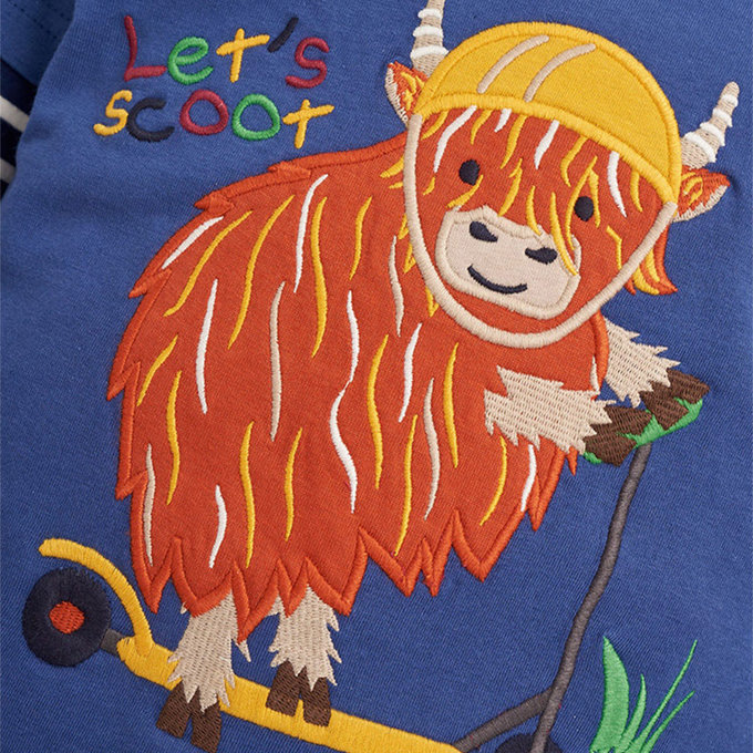 英國 JoJo Maman BeBe 嬰幼兒100%純棉長袖上衣_牛牛滑板車_JJE5837