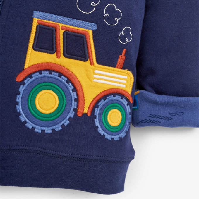 英國 JoJo Maman BeBe 雙面穿100%純棉保暖連帽外套_拖拉機_JJH1857