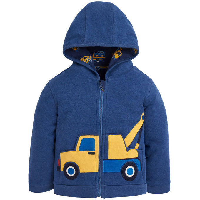 英國 JoJo Maman BeBe 雙面穿100%純棉保暖連帽外套_拖拉車車_JJH1964