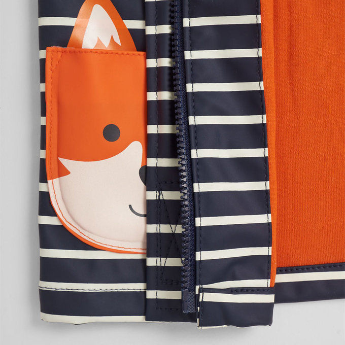 英國 JoJo Maman BeBe 防風雨水手外套/雨衣_條紋狐狸_JJH2167