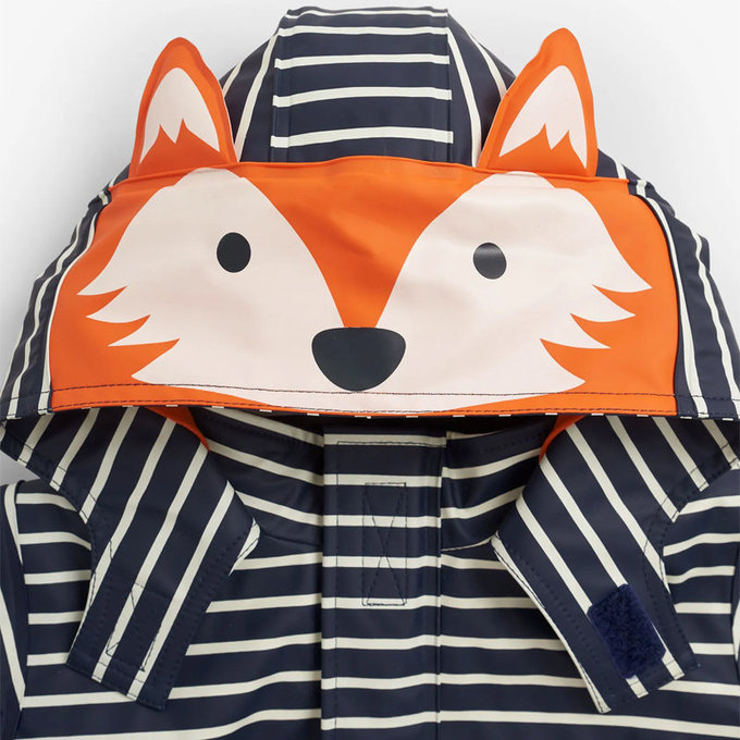 英國 JoJo Maman BeBe 防風雨水手外套/雨衣_條紋狐狸_JJH2167