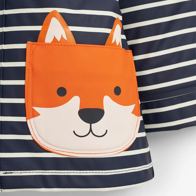 英國 JoJo Maman BeBe 防風雨水手外套/雨衣_條紋狐狸_JJH2167