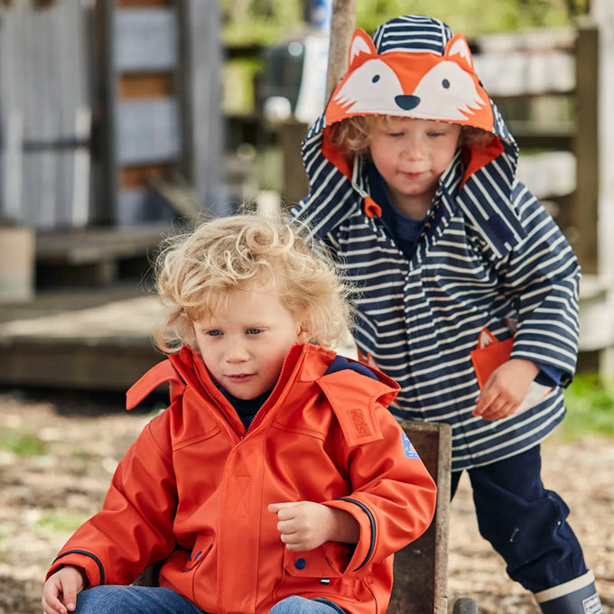 英國 JoJo Maman BeBe 防風雨水手外套/雨衣_條紋狐狸_JJH2167