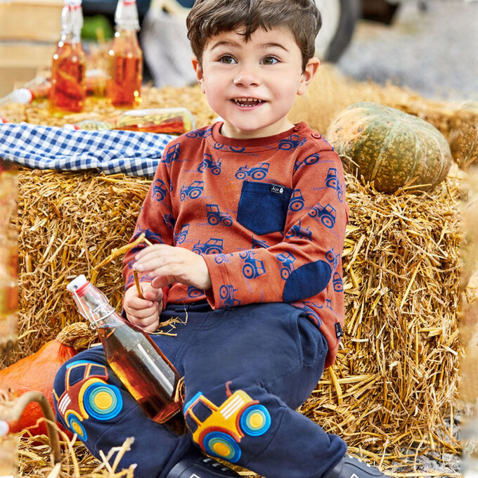 英國 JoJo Maman BeBe 保暖100%純棉長褲_拖拉機_JJH1862