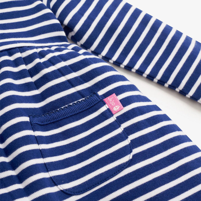 英國 JoJo Maman BeBe 嬰幼兒/兒童100％純棉長袖洋裝_英國藍條紋_JJA8526