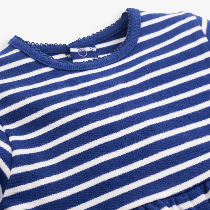 英國 JoJo Maman BeBe 嬰幼兒/兒童100％純棉長袖洋裝_英國藍條紋_JJA8526