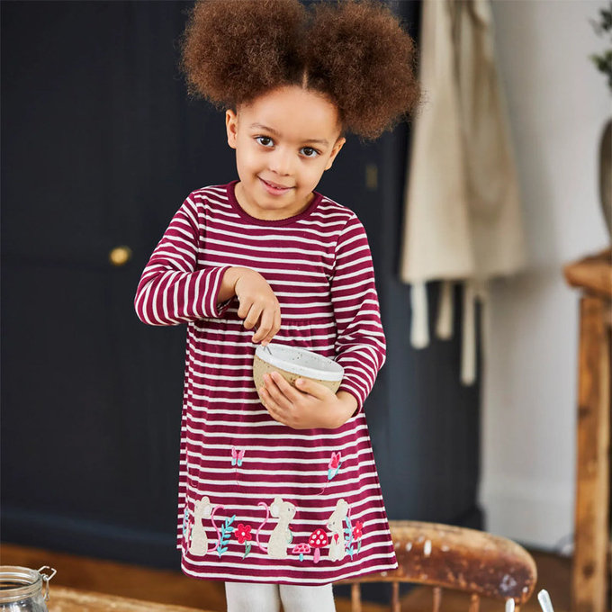 英國 JoJo Maman BeBe 嬰幼兒/兒童100％純棉長袖洋裝_漿果萌鼠_JJH1900