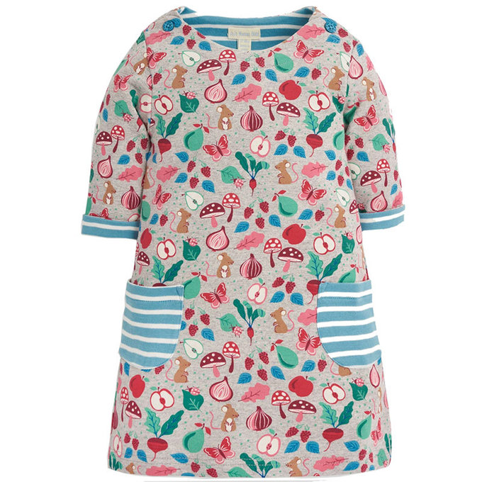 英國 JoJo Maman BeBe 嬰幼兒/兒童100％純棉A 字連衣裙_田園花果_JJH1905