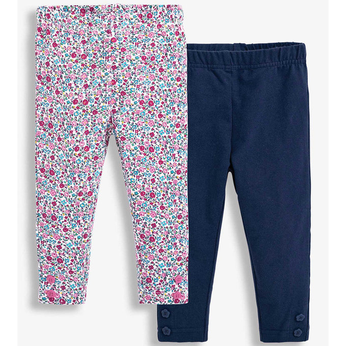 英國 JoJo Maman BeBe 保暖內搭褲兩入組_ 藍色碎花_JJD7740