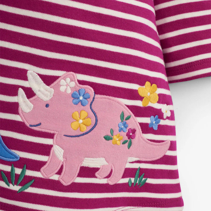 英國 JoJo Maman BeBe 嬰幼兒/兒童100％純棉長袖洋裝_恐龍甜心_JJH2131