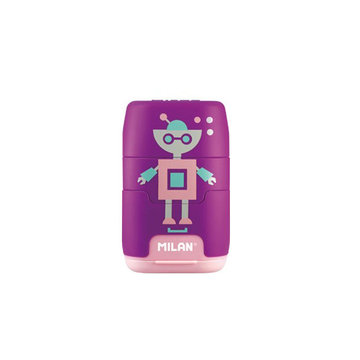 【MILAN】COMPACT橡皮擦+削筆器_快樂機器人(紫)-