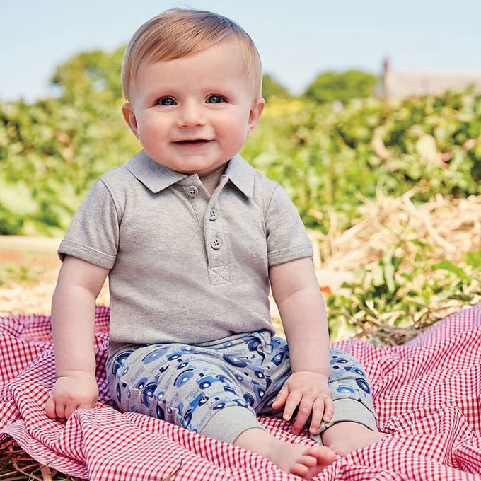 英國 JoJo Maman BeBe 超優質嬰幼兒100％純棉短袖素面包屁衣_灰色(JJ-B2822-M)