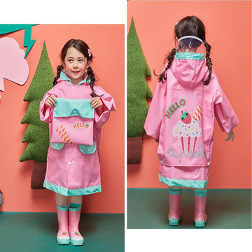 【JB DESIGN】兒童牛津布雨衣-粉色蛋糕 -兒童雨衣 ,牛津布,無異味 ,加厚材質,安全反光條