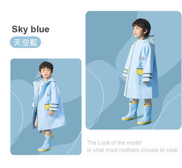 【JB DESIGN】LEMONKID-簡約英倫風純色雨衣-天空藍(S/M/L)-
