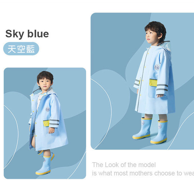 【JB DESIGN】LEMONKID-簡約英倫風純色雨衣-天空藍(S/M/L)  (結團後出貨)