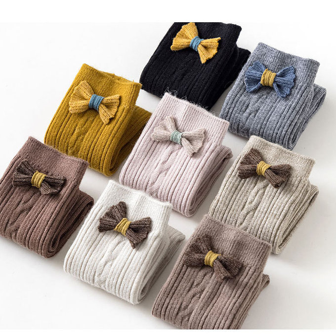 【JB DESIGN】兒童麻花蝴蝶結中筒襪-黑色