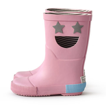 【BOXBO】我愛閃爍星(桃花粉)-兒童雨鞋,純棉襯裡,無毒 ,環保材質