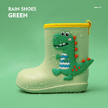 【Cheerful mario】兒童雨鞋 (有SGS檢驗核可，無塑化劑)-恐龍綠-