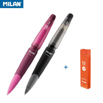 【MILAN】果凍自動鉛筆0.5mm(2入)+筆芯_0.5mm_HB(1入)-灰/紅-