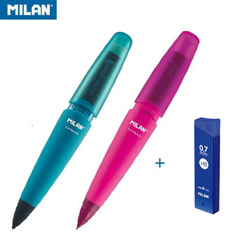 【MILAN】果凍自動鉛筆_0.7(2入)+0.7筆芯HB(1入)-蜜桃紅/湖水藍-