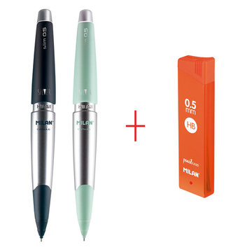 【MILAN】SILVER自動鉛筆0.5mm(2入)+筆芯0.5mm(1入)-藍/綠-