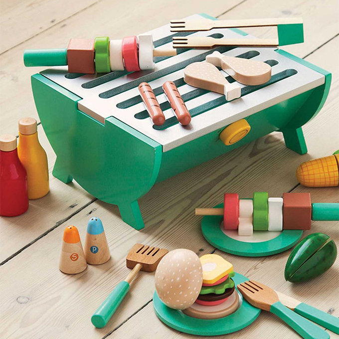 英國 JoJo Maman BeBe 優質玩具/益智/家家酒/角色扮演玩具_實木系列_串串燒烤_JJD6128